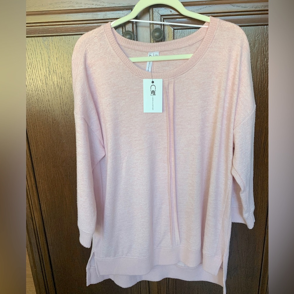 Cable & Gauge pink sweater NWT